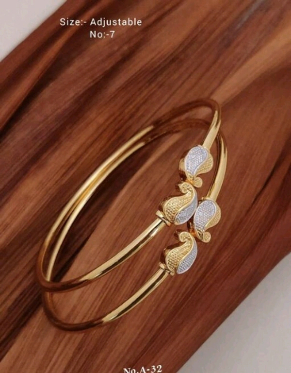 Gold Platted Brass &Copper Arificial Adjustable Bangles - Free Size, Gold, Metal/Brass, Bangle Set, Multipack 1, Gold